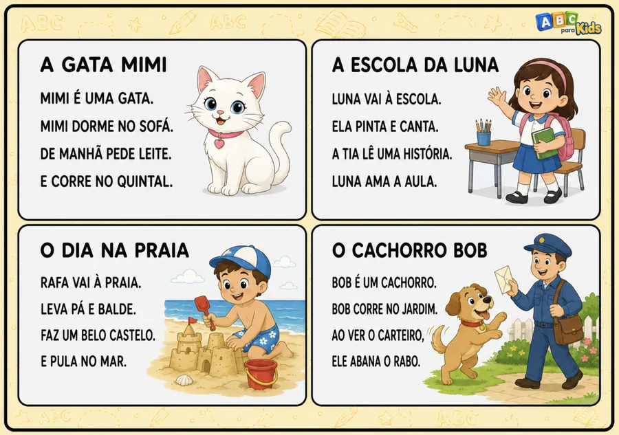 Textos curtos de leitura, A Gata Mimi, ABC para Kids